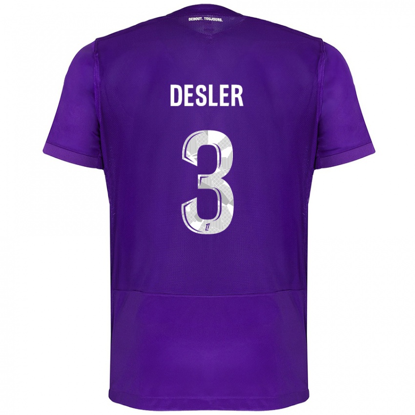 Niño Camiseta Mikkel Desler #3 Morado Blanco 1ª Equipación 2024/25 La Camisa Perú