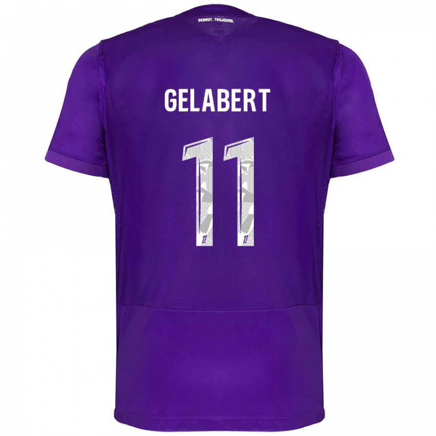 Niño Camiseta César Gelabert #11 Morado Blanco 1ª Equipación 2024/25 La Camisa Perú