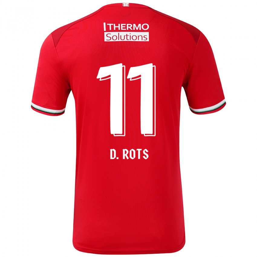 Niño Camiseta Daan Rots #11 Rojo Blanco 1ª Equipación 2024/25 La Camisa Perú