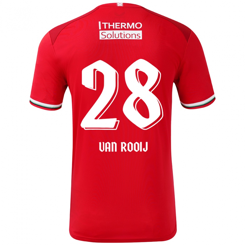 Niño Camiseta Bart Van Rooij #28 Rojo Blanco 1ª Equipación 2024/25 La Camisa Perú