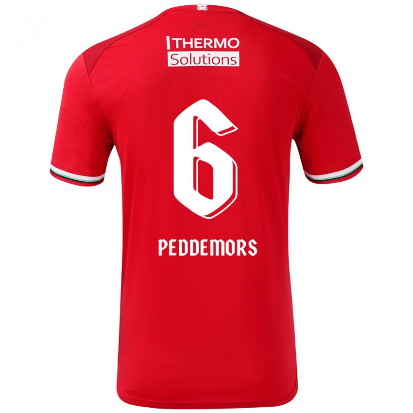 Niño Camiseta Ella Peddemors #6 Rojo Blanco 1ª Equipación 2024/25 La Camisa Perú