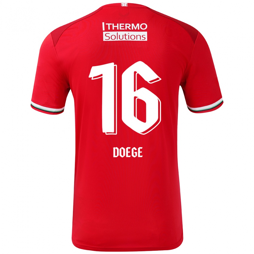 Niño Camiseta Leonie Doege #16 Rojo Blanco 1ª Equipación 2024/25 La Camisa Perú