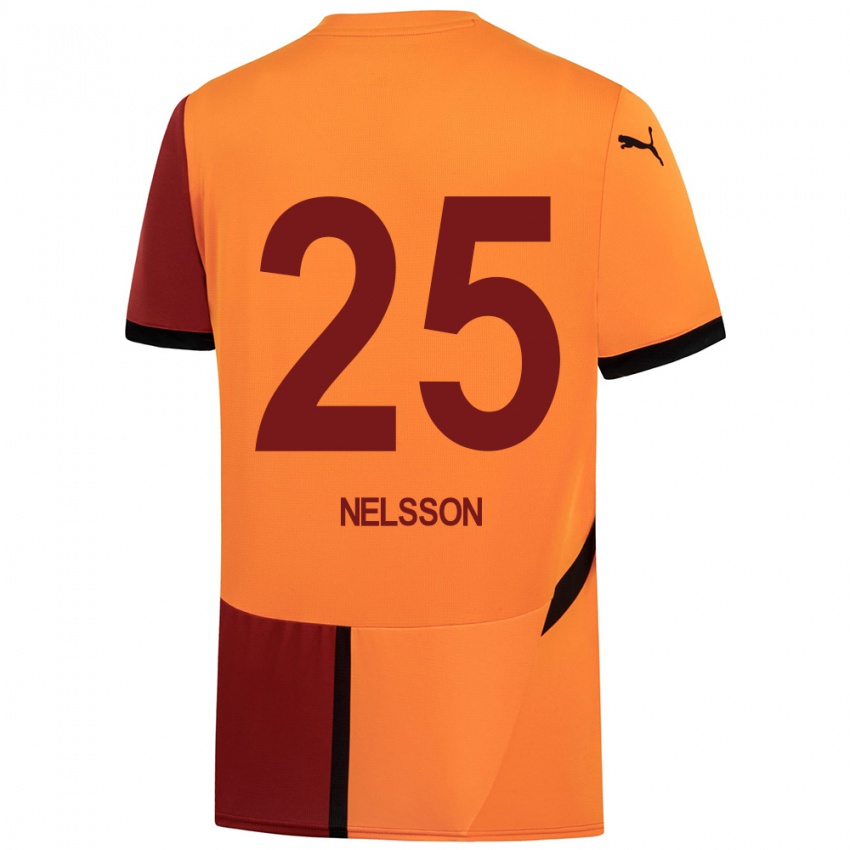 Niño Camiseta Victor Nelsson #25 Amarillo Rojo 1ª Equipación 2024/25 La Camisa Perú