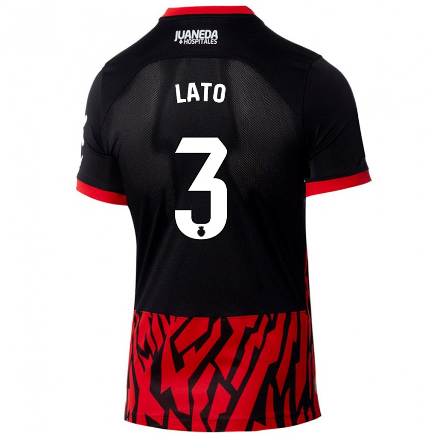 Niño Camiseta Toni Lato #3 Negro Rojo 1ª Equipación 2024/25 La Camisa Perú