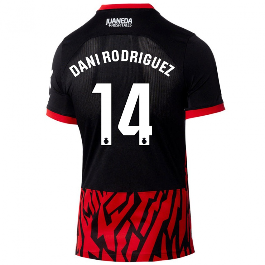 Niño Camiseta Dani Rodríguez #14 Negro Rojo 1ª Equipación 2024/25 La Camisa Perú