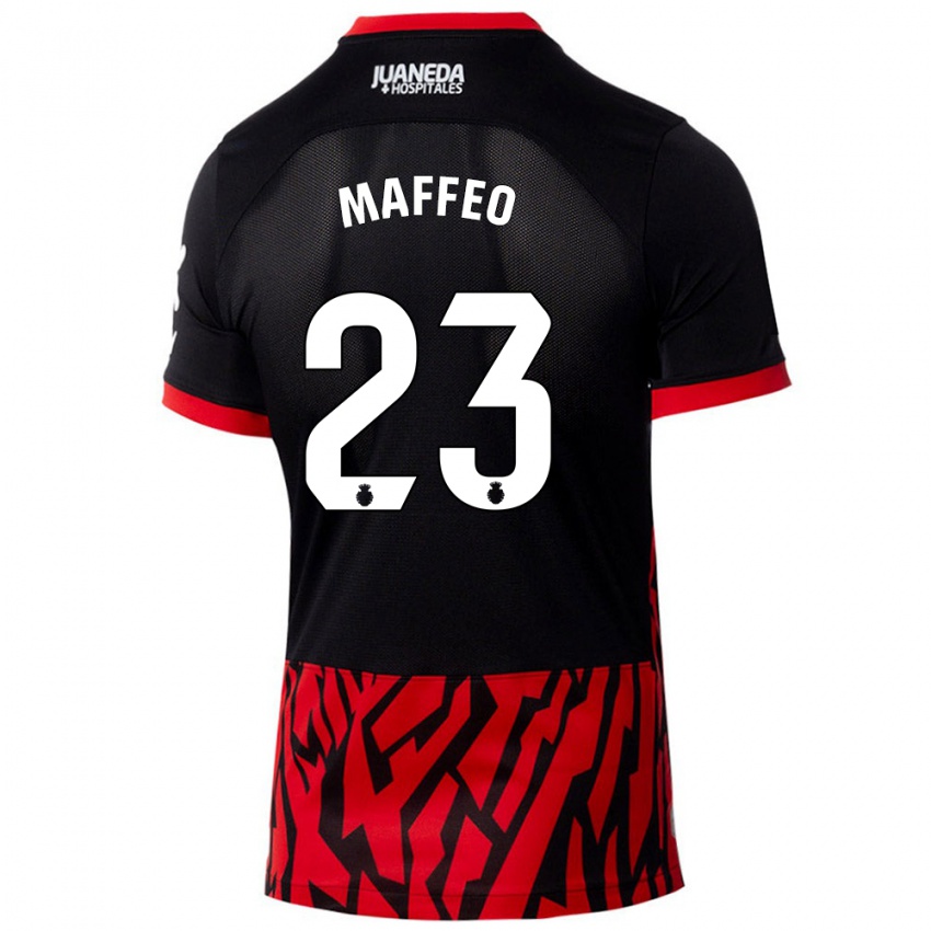 Niño Camiseta Pablo Maffeo #23 Negro Rojo 1ª Equipación 2024/25 La Camisa Perú