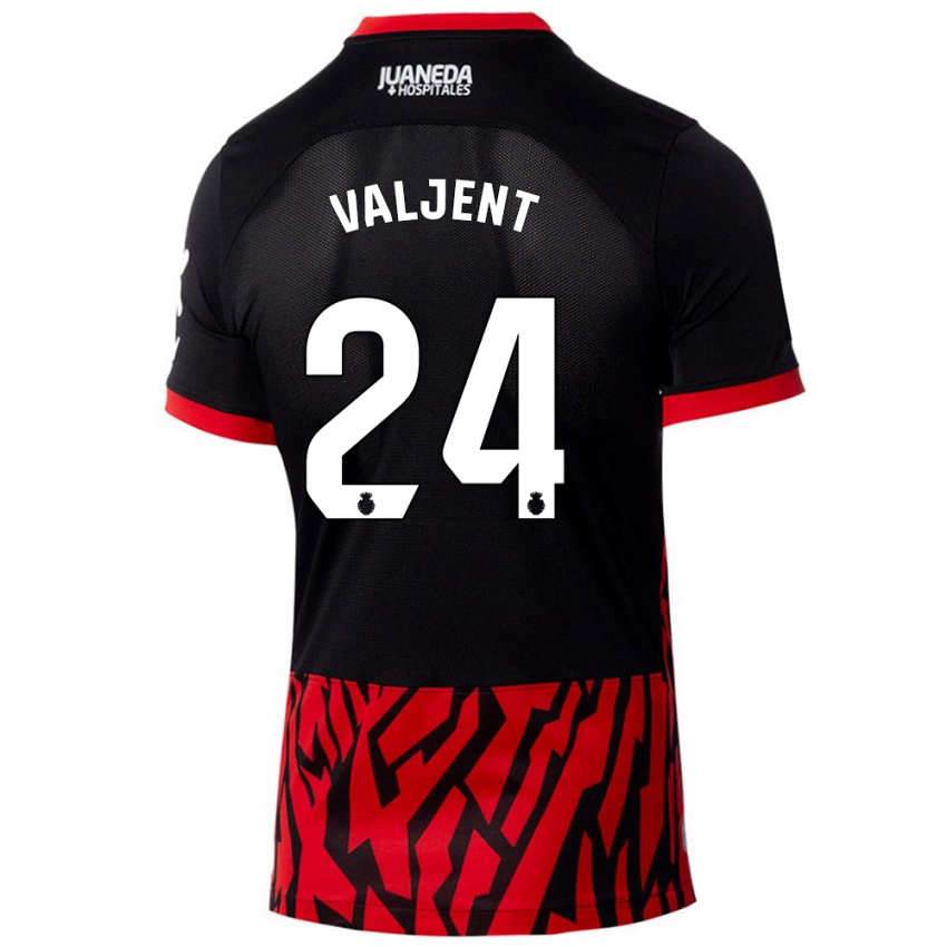 Niño Camiseta Martin Valjent #24 Negro Rojo 1ª Equipación 2024/25 La Camisa Perú