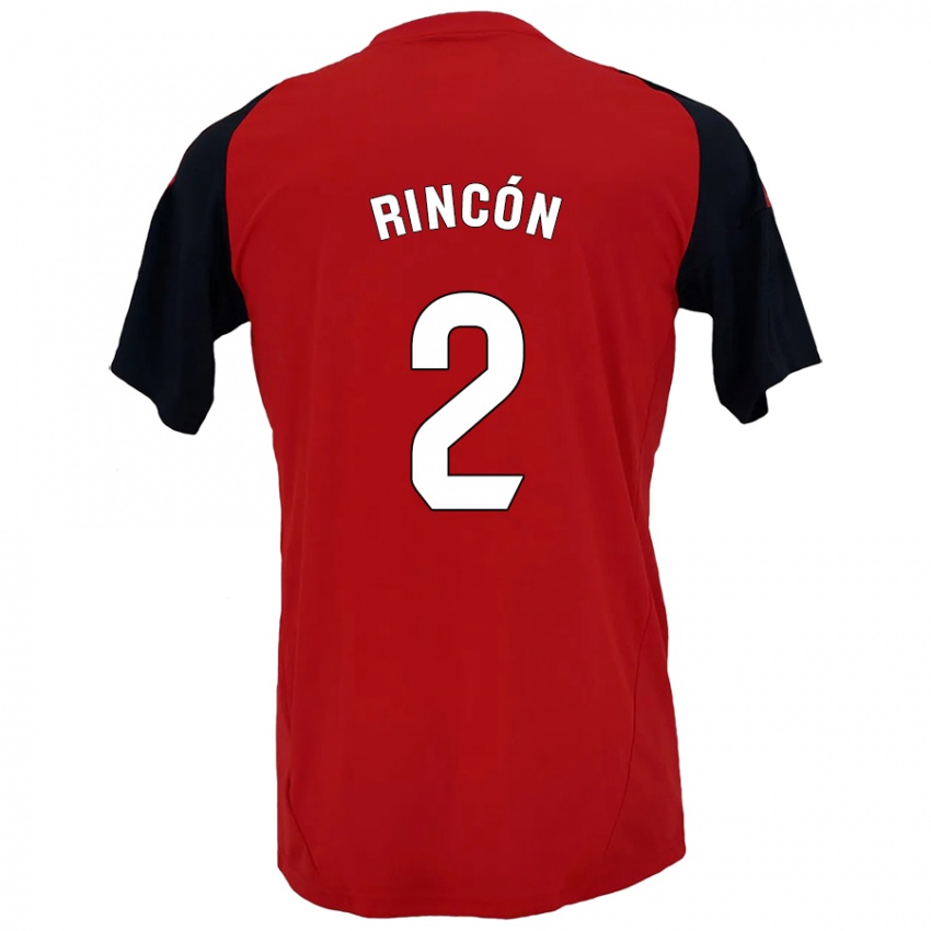 Niño Camiseta Hugo Rincón #2 Rojo Negro 1ª Equipación 2024/25 La Camisa Perú