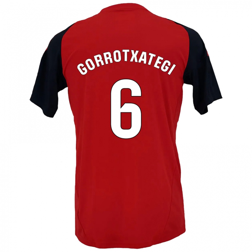 Niño Camiseta Jon Gorrotxategi #6 Rojo Negro 1ª Equipación 2024/25 La Camisa Perú