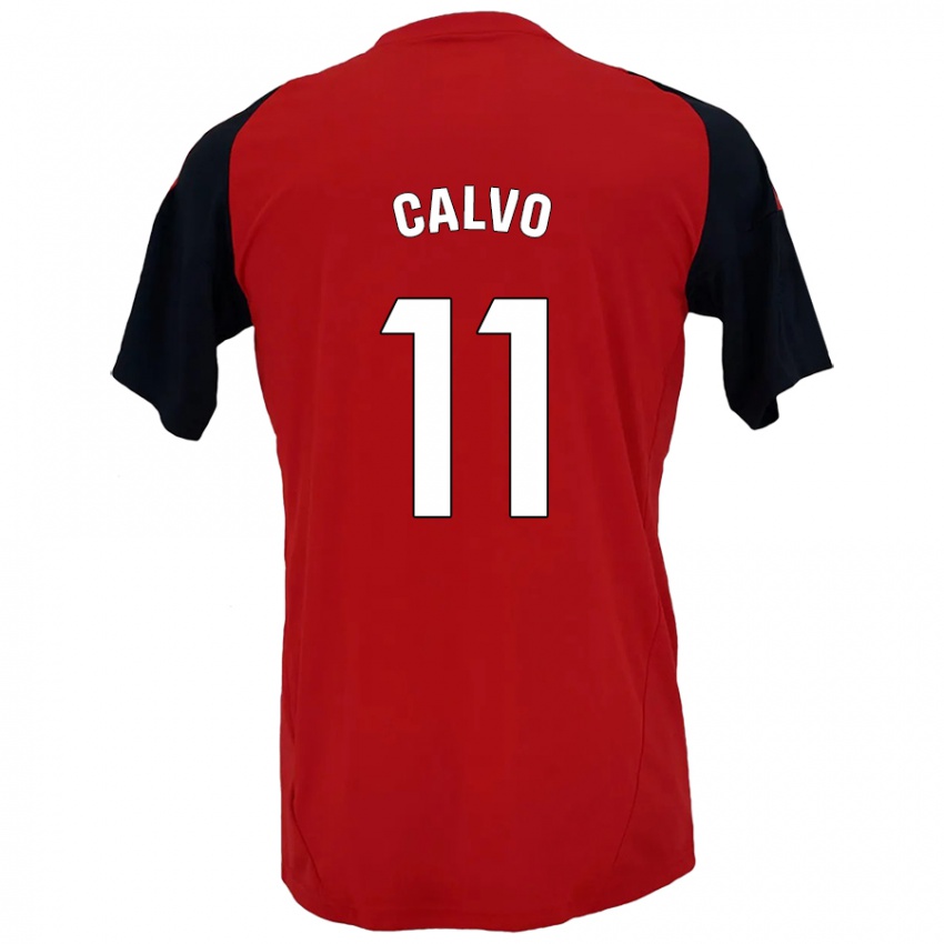 Niño Camiseta Álex Calvo #11 Rojo Negro 1ª Equipación 2024/25 La Camisa Perú