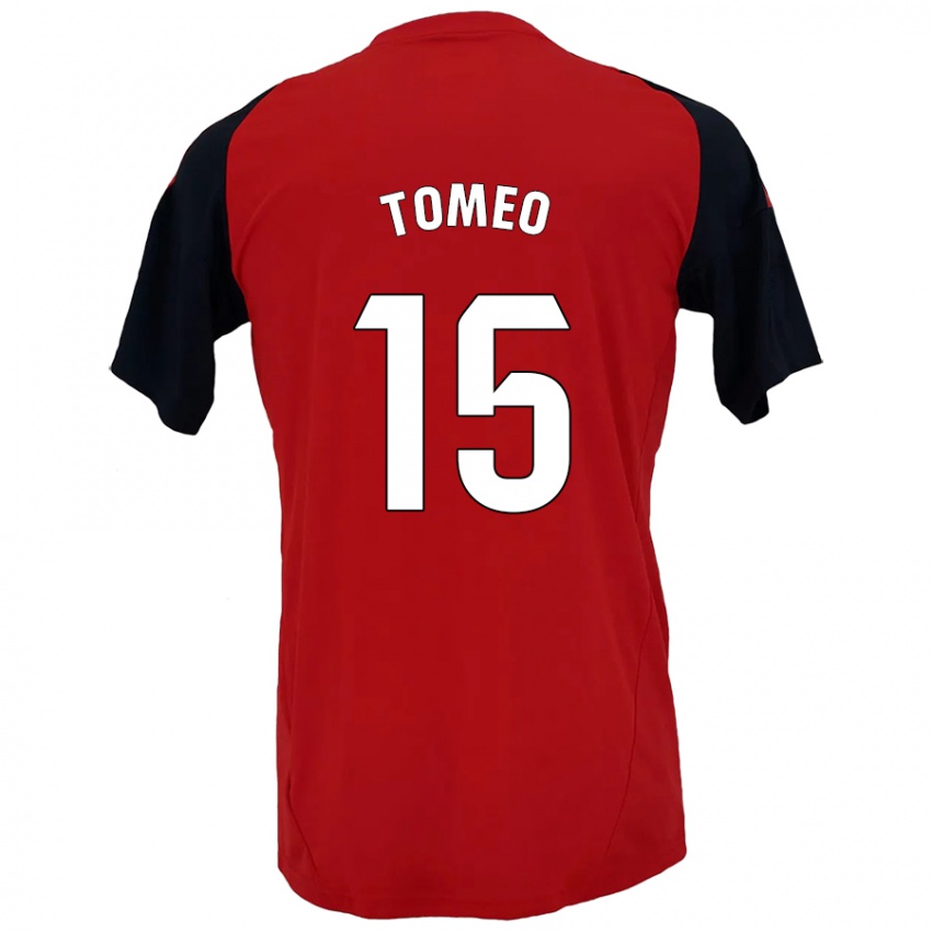 Niño Camiseta Pablo Tomeo #15 Rojo Negro 1ª Equipación 2024/25 La Camisa Perú