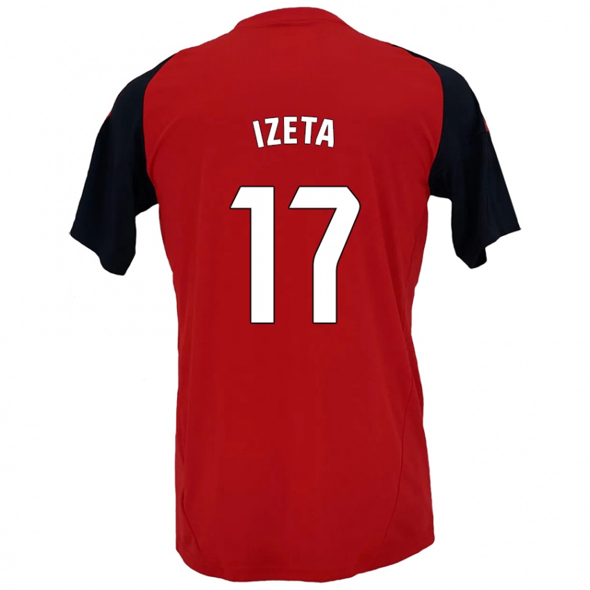 Niño Camiseta Urko Izeta #17 Rojo Negro 1ª Equipación 2024/25 La Camisa Perú