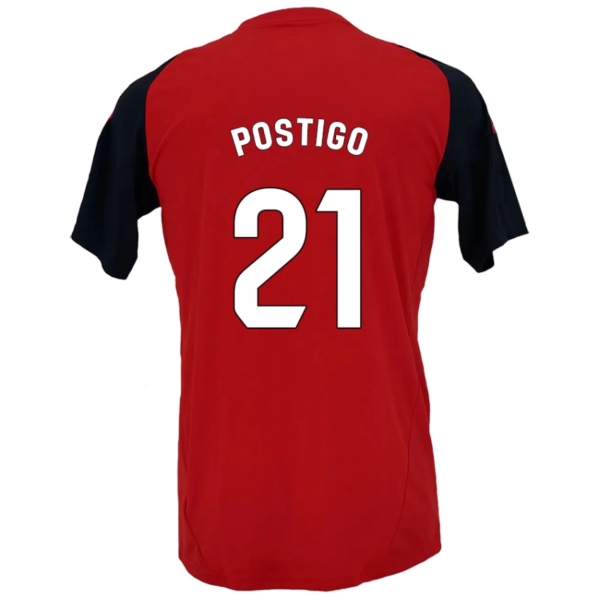 Niño Camiseta Sergio Postigo #21 Rojo Negro 1ª Equipación 2024/25 La Camisa Perú