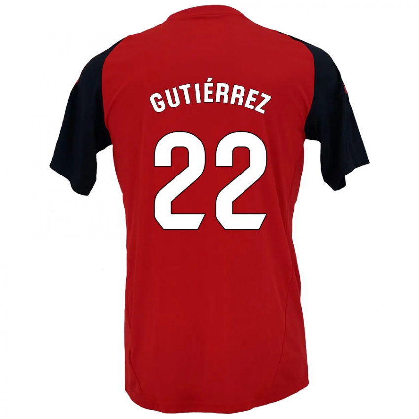 Niño Camiseta Juan Gutiérrez #22 Rojo Negro 1ª Equipación 2024/25 La Camisa Perú