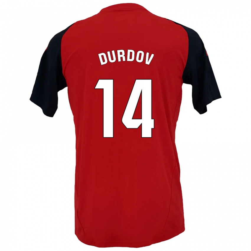 Niño Camiseta Ivan Durdov #14 Rojo Negro 1ª Equipación 2024/25 La Camisa Perú