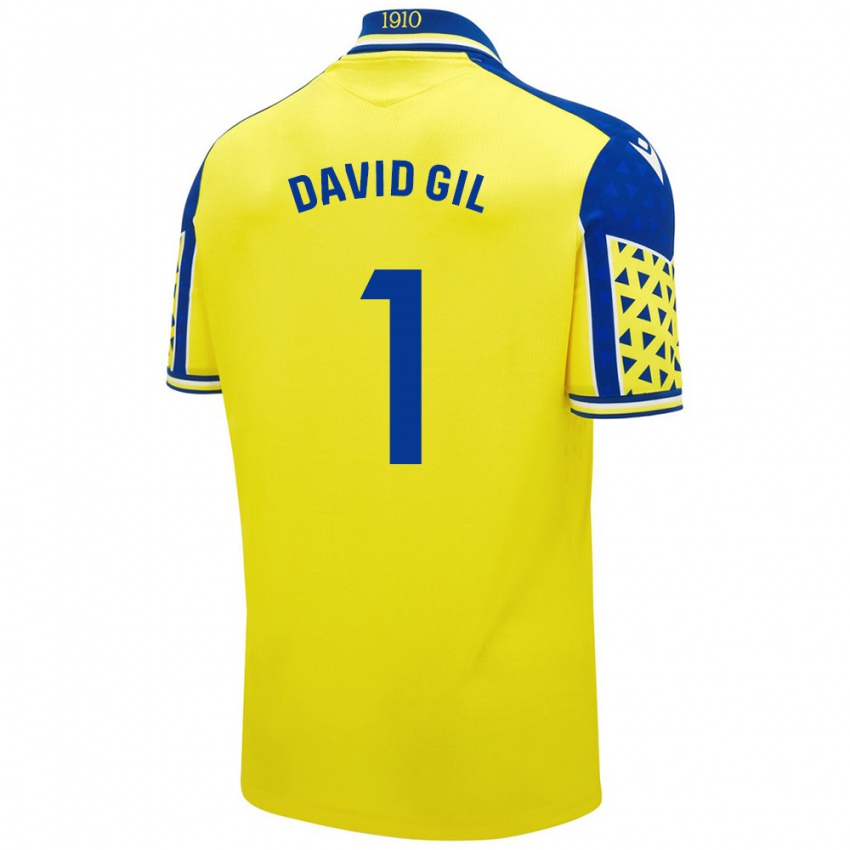 Niño Camiseta David Gil #1 Amarillo Azul 1ª Equipación 2024/25 La Camisa Perú