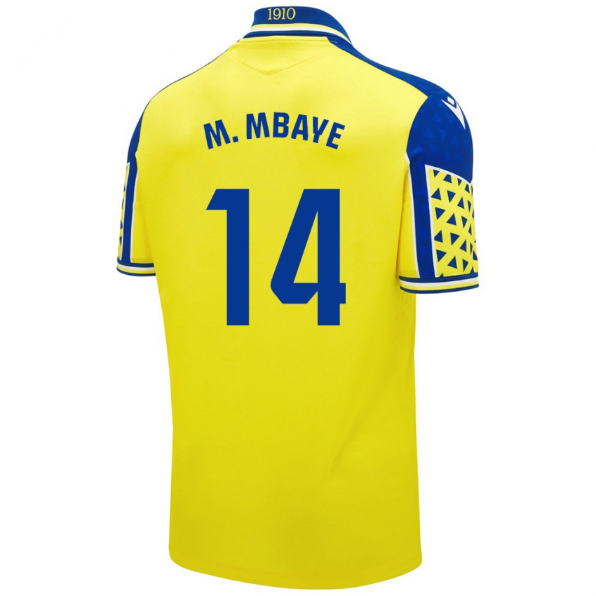 Niño Camiseta Momo Mbaye #14 Amarillo Azul 1ª Equipación 2024/25 La Camisa Perú