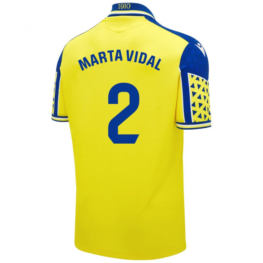 Niño Camiseta Marta Vidal Vela #2 Amarillo Azul 1ª Equipación 2024/25 La Camisa Perú