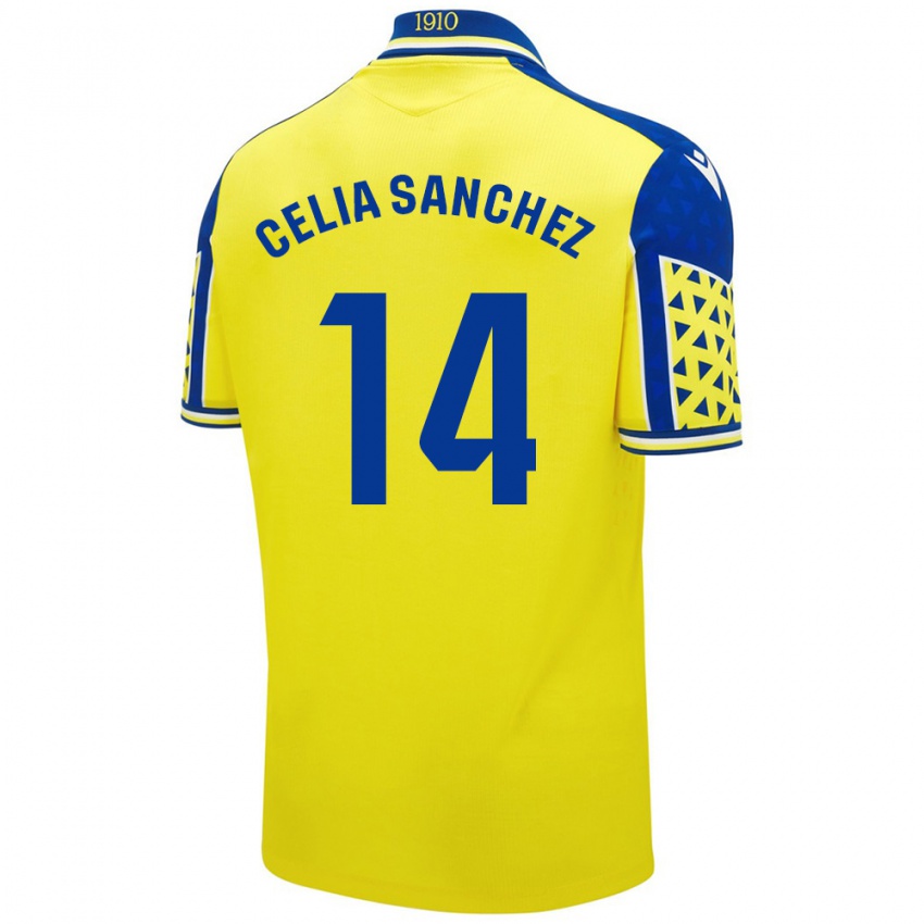 Niño Camiseta Celia Sánchez García #14 Amarillo Azul 1ª Equipación 2024/25 La Camisa Perú