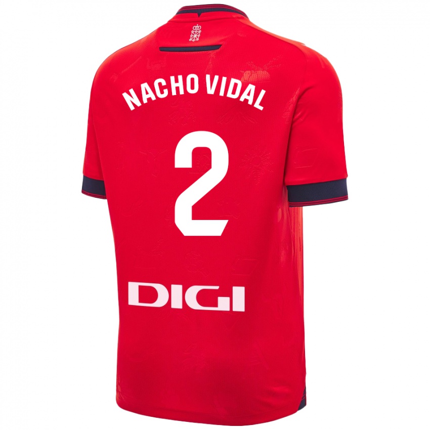 Niño Camiseta Nacho Vidal #2 Rojo Blanco 1ª Equipación 2024/25 La Camisa Perú