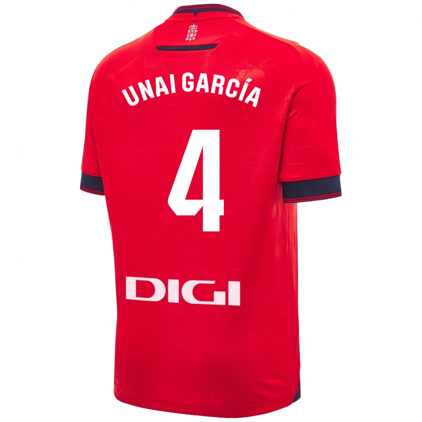 Niño Camiseta Unai García #4 Rojo Blanco 1ª Equipación 2024/25 La Camisa Perú