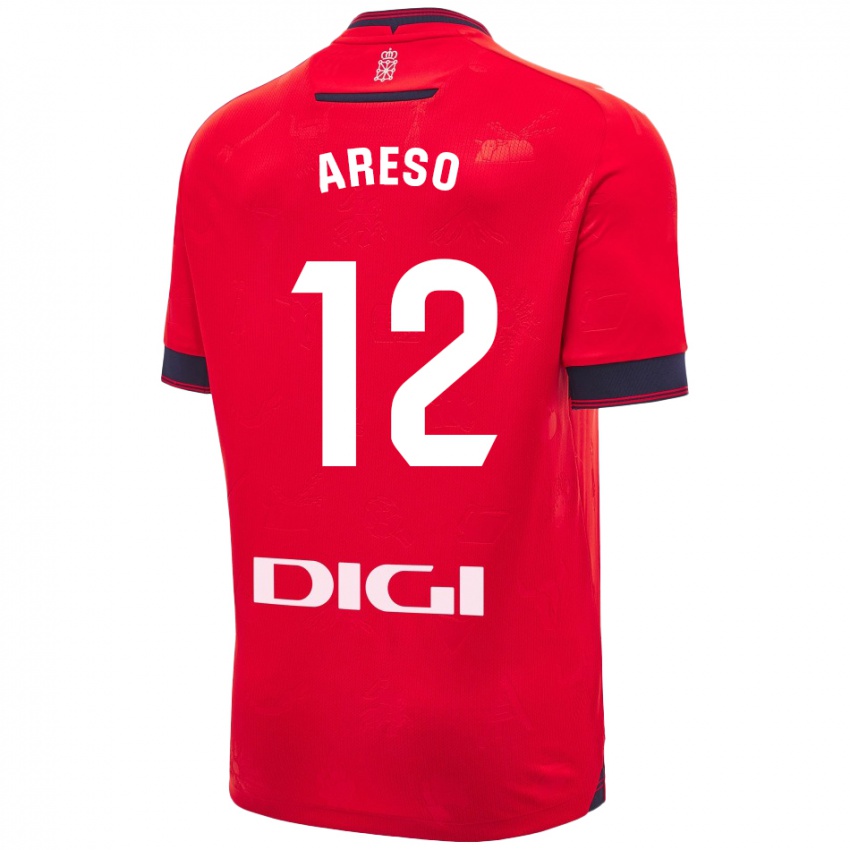 Niño Camiseta Jesús Areso #12 Rojo Blanco 1ª Equipación 2024/25 La Camisa Perú