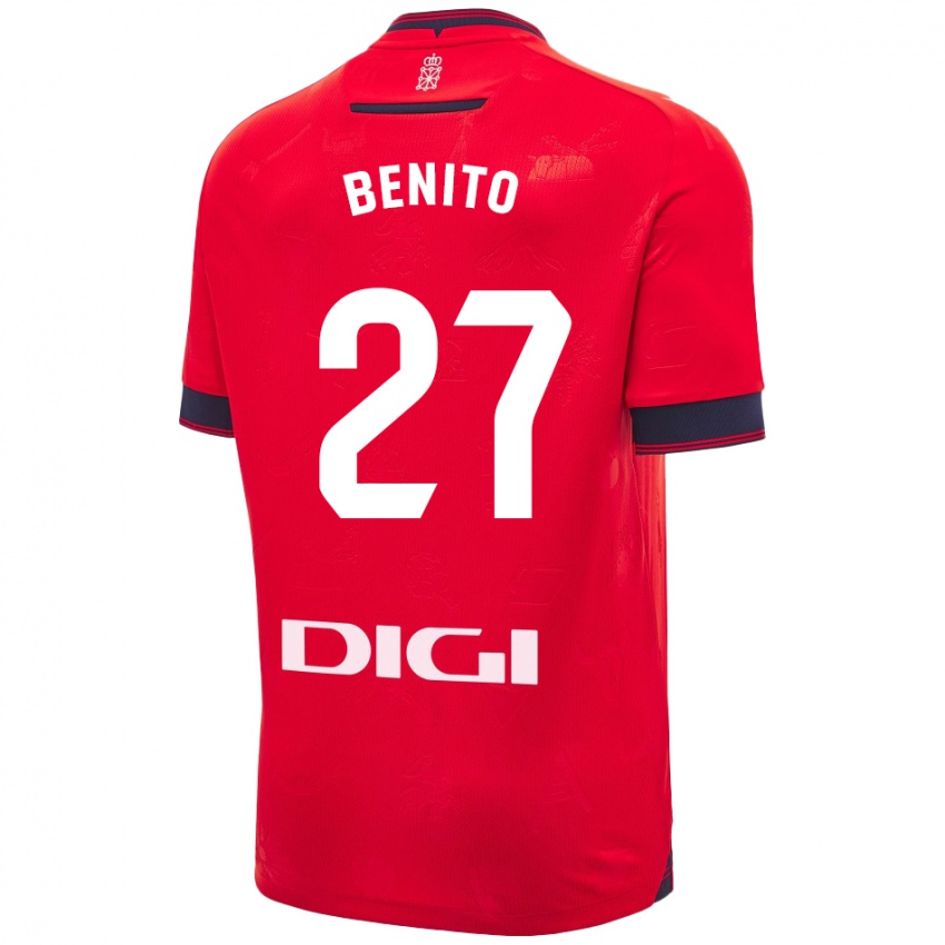 Niño Camiseta Iker Benito #27 Rojo Blanco 1ª Equipación 2024/25 La Camisa Perú