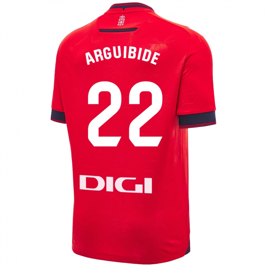 Niño Camiseta Iñigo Arguibide #22 Rojo Blanco 1ª Equipación 2024/25 La Camisa Perú