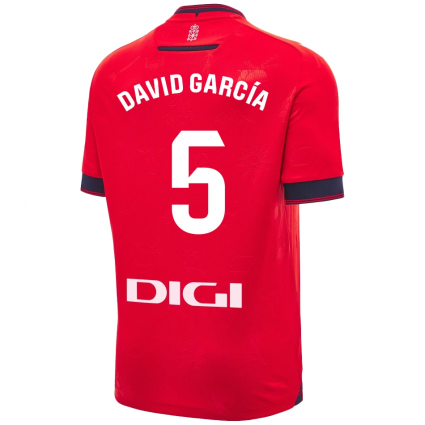 Niño Camiseta David García #5 Rojo Blanco 1ª Equipación 2024/25 La Camisa Perú