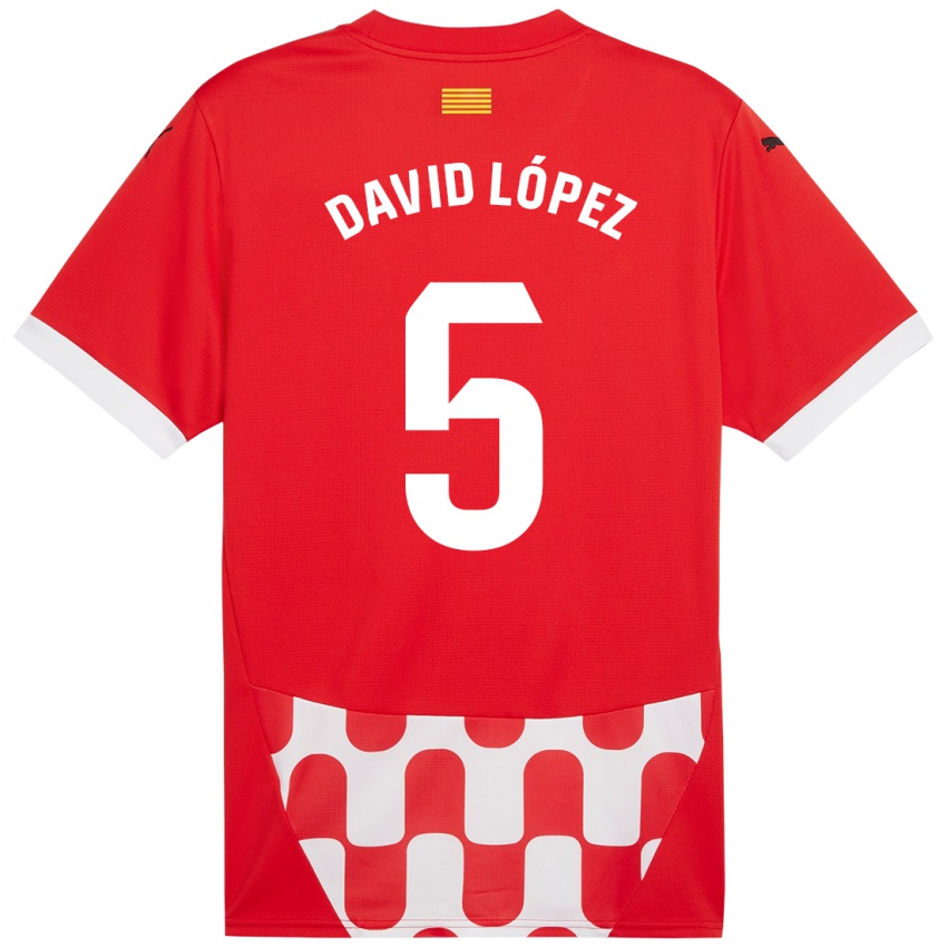 Niño Camiseta David López #5 Rojo Blanco 1ª Equipación 2024/25 La Camisa Perú