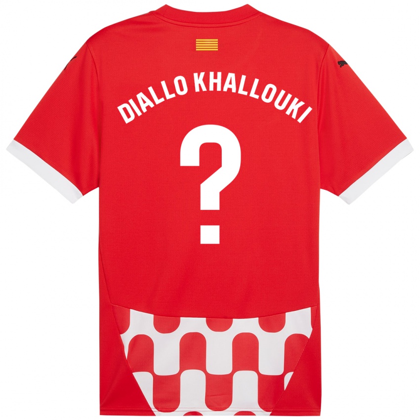 Niño Camiseta Siaka Diallo Khallouki #0 Rojo Blanco 1ª Equipación 2024/25 La Camisa Perú