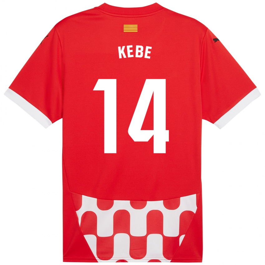 Niño Camiseta Moussa Kébé #14 Rojo Blanco 1ª Equipación 2024/25 La Camisa Perú