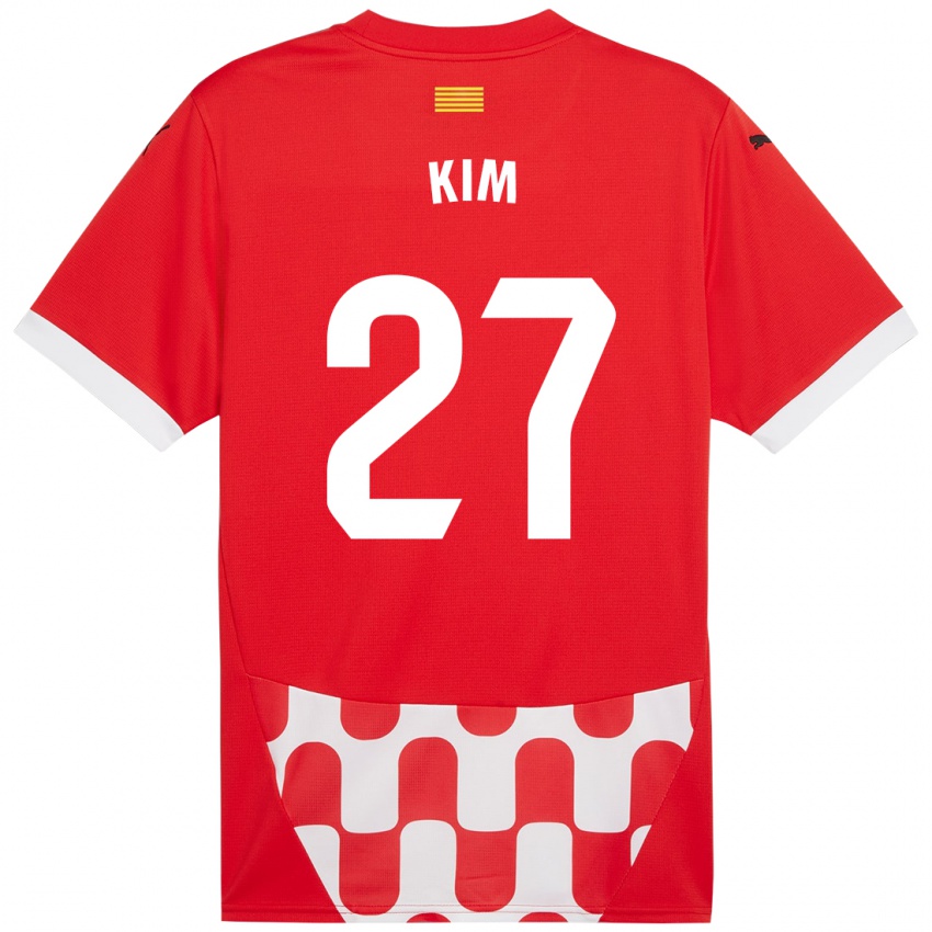 Niño Camiseta Min-Su Kim #27 Rojo Blanco 1ª Equipación 2024/25 La Camisa Perú