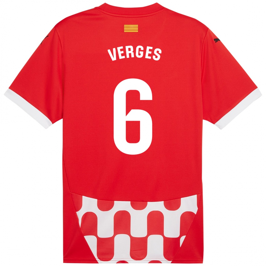 Niño Camiseta Mar Vergés #6 Rojo Blanco 1ª Equipación 2024/25 La Camisa Perú