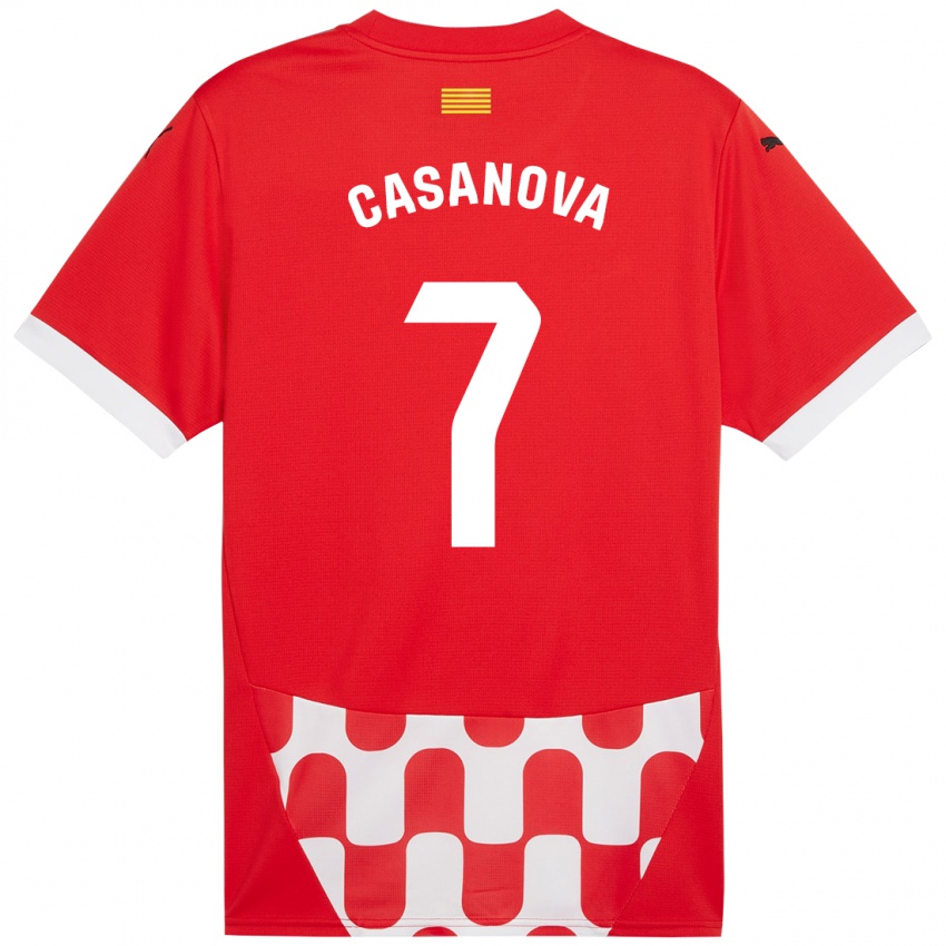 Niño Camiseta Àstrid Casanova #7 Rojo Blanco 1ª Equipación 2024/25 La Camisa Perú