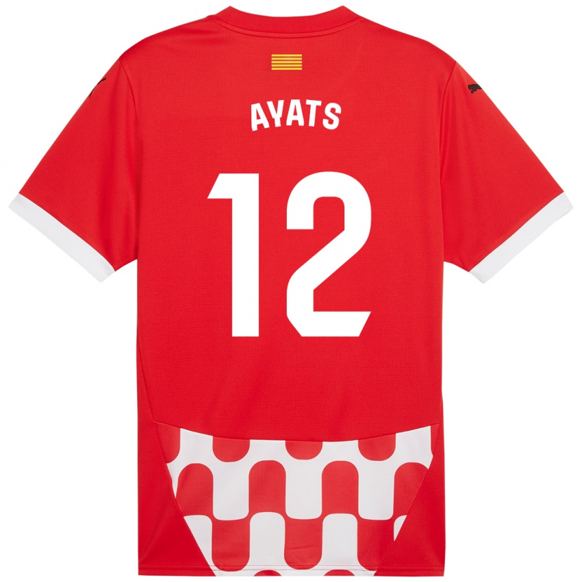 Niño Camiseta Mònica Ayats #12 Rojo Blanco 1ª Equipación 2024/25 La Camisa Perú