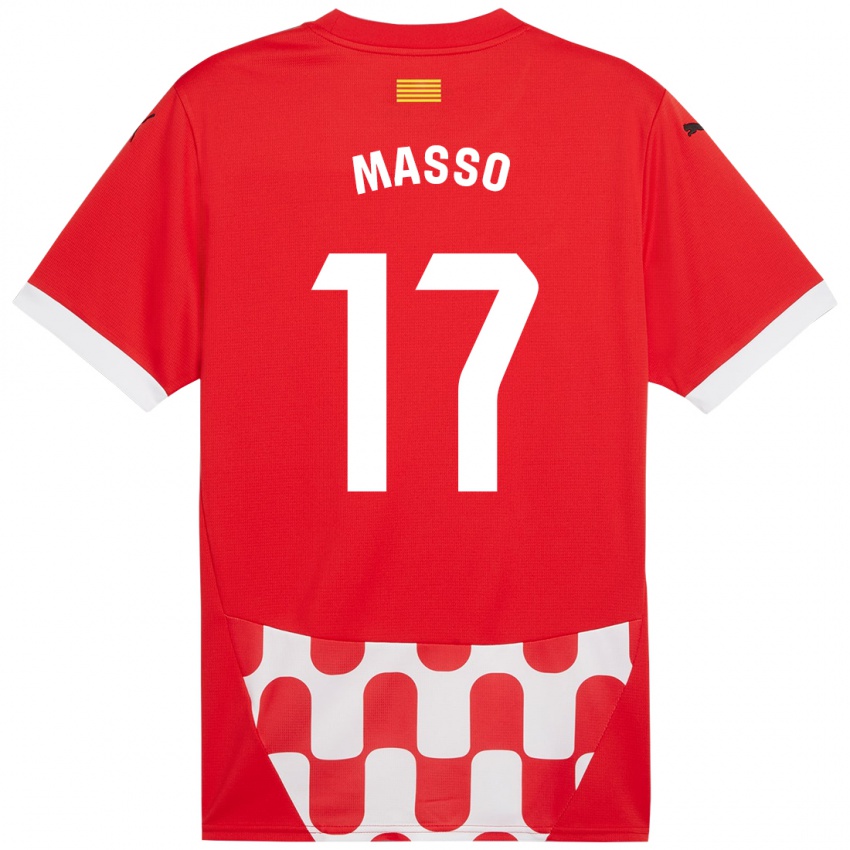 Niño Camiseta Ainoa Massó #17 Rojo Blanco 1ª Equipación 2024/25 La Camisa Perú