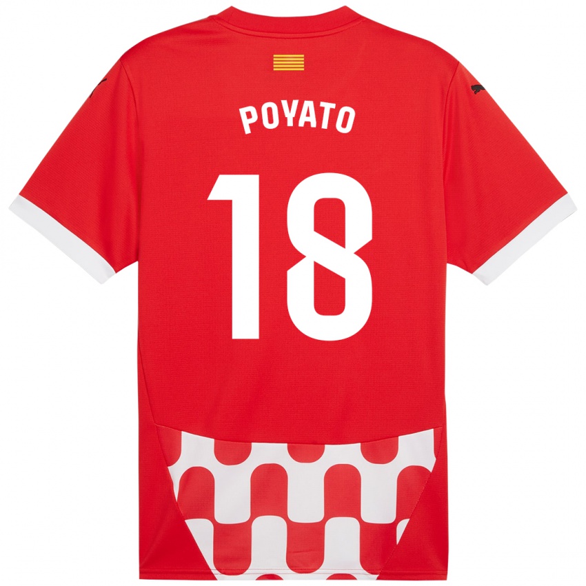 Niño Camiseta Marina Poyato #18 Rojo Blanco 1ª Equipación 2024/25 La Camisa Perú