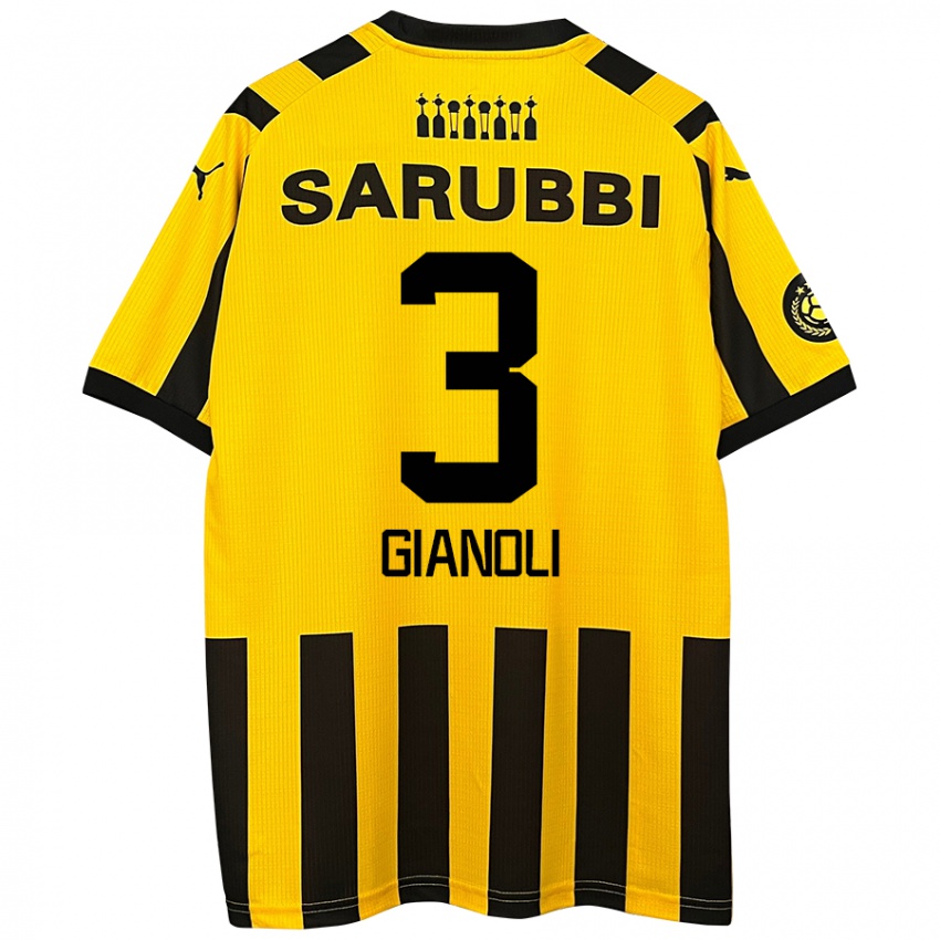 Niño Camiseta Martín Gianoli #3 Amarillo Negro 1ª Equipación 2024/25 La Camisa Perú