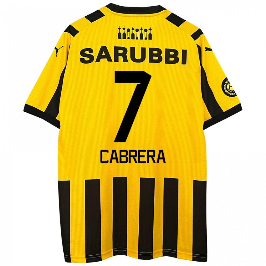 Niño Camiseta Javier Cabrera #7 Amarillo Negro 1ª Equipación 2024/25 La Camisa Perú