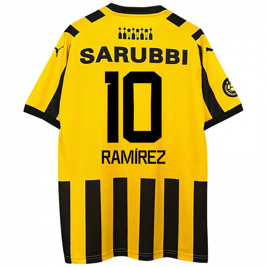 Niño Camiseta Gastón Ramírez #10 Amarillo Negro 1ª Equipación 2024/25 La Camisa Perú