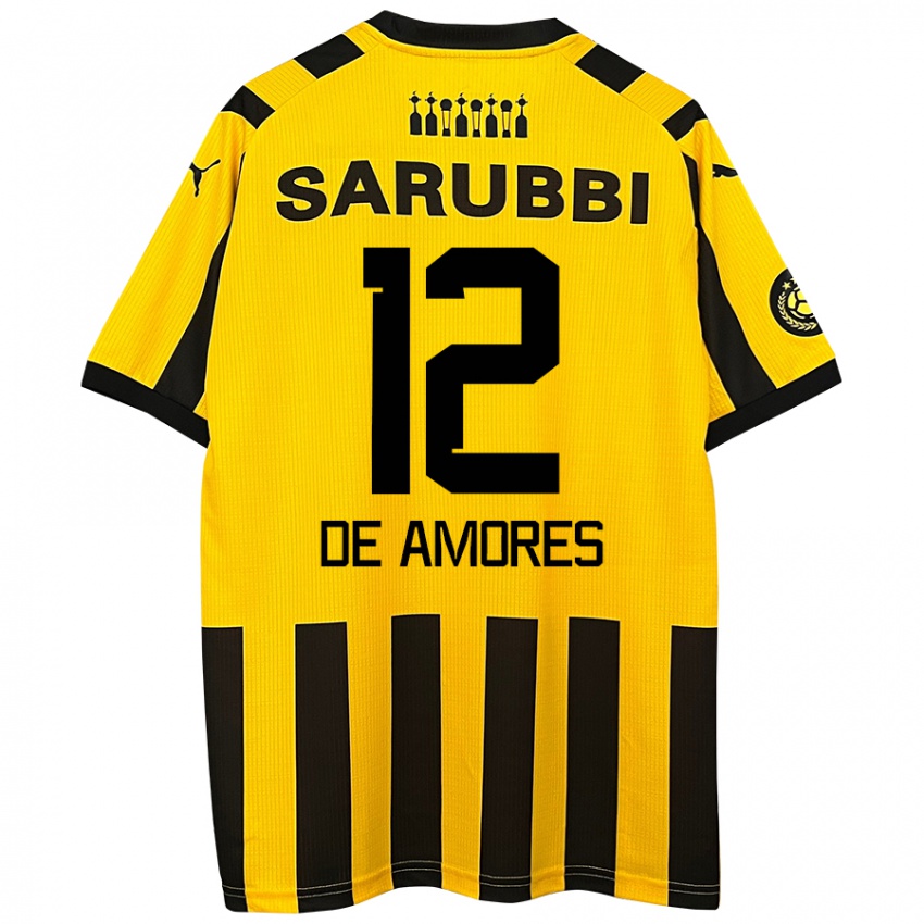 Niño Camiseta Guillermo De Amores #12 Amarillo Negro 1ª Equipación 2024/25 La Camisa Perú