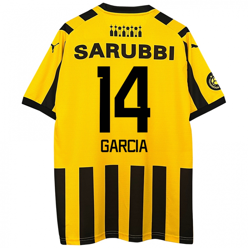 Niño Camiseta Damián García #14 Amarillo Negro 1ª Equipación 2024/25 La Camisa Perú