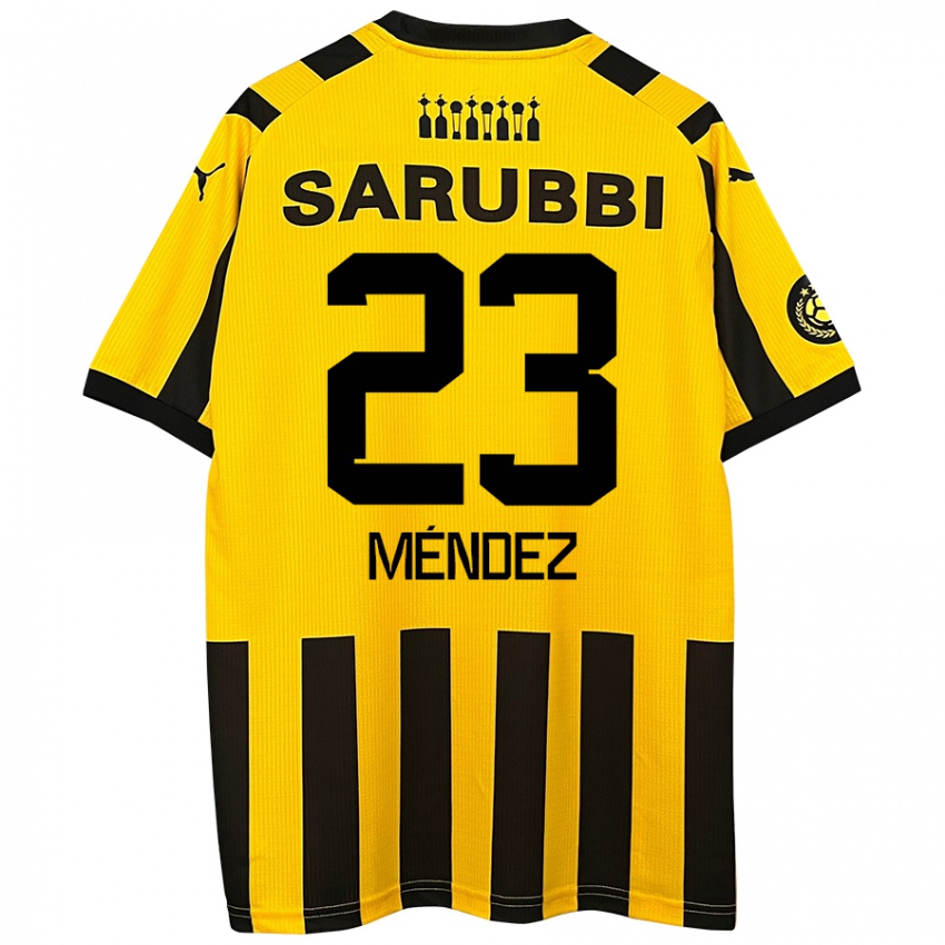 Niño Camiseta Javier Méndez #23 Amarillo Negro 1ª Equipación 2024/25 La Camisa Perú