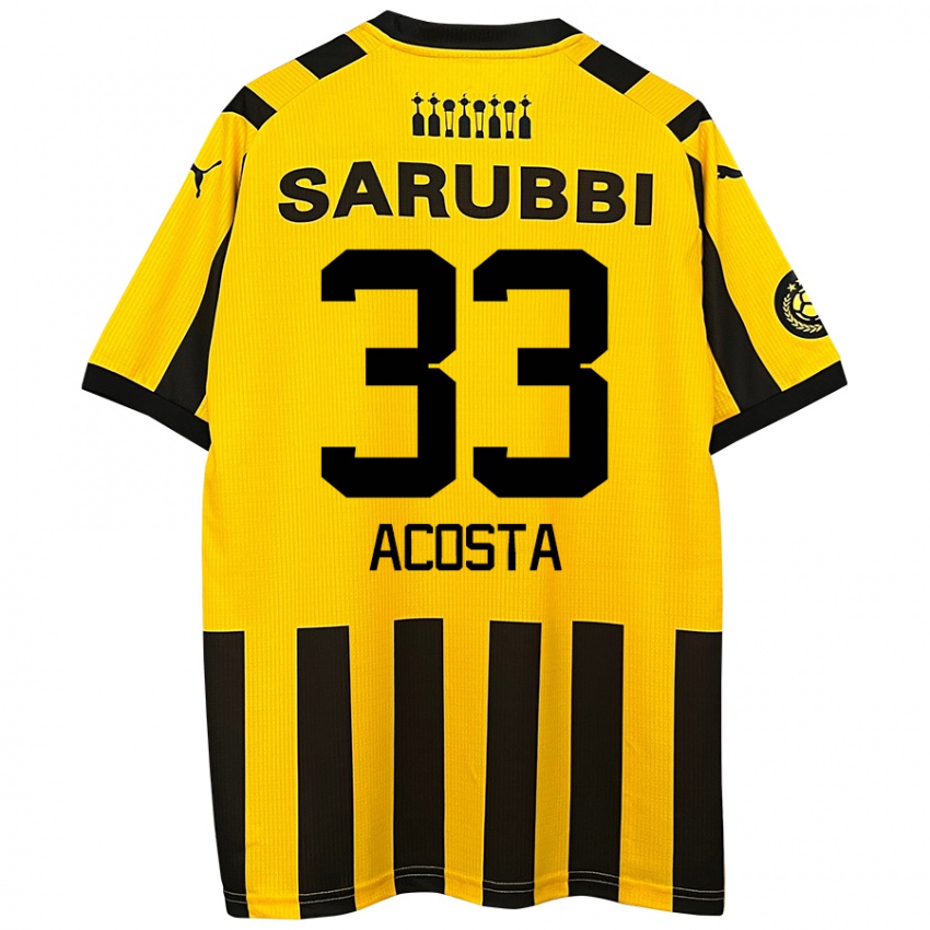 Niño Camiseta Nahuel Acosta #33 Amarillo Negro 1ª Equipación 2024/25 La Camisa Perú