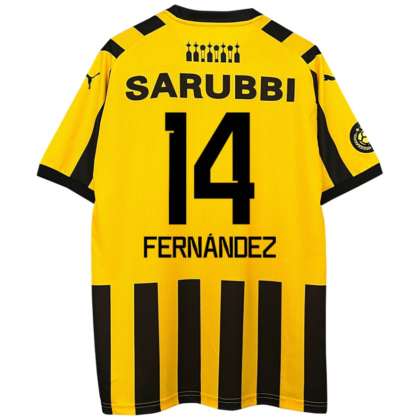 Niño Camiseta Faustino Fernández #14 Amarillo Negro 1ª Equipación 2024/25 La Camisa Perú