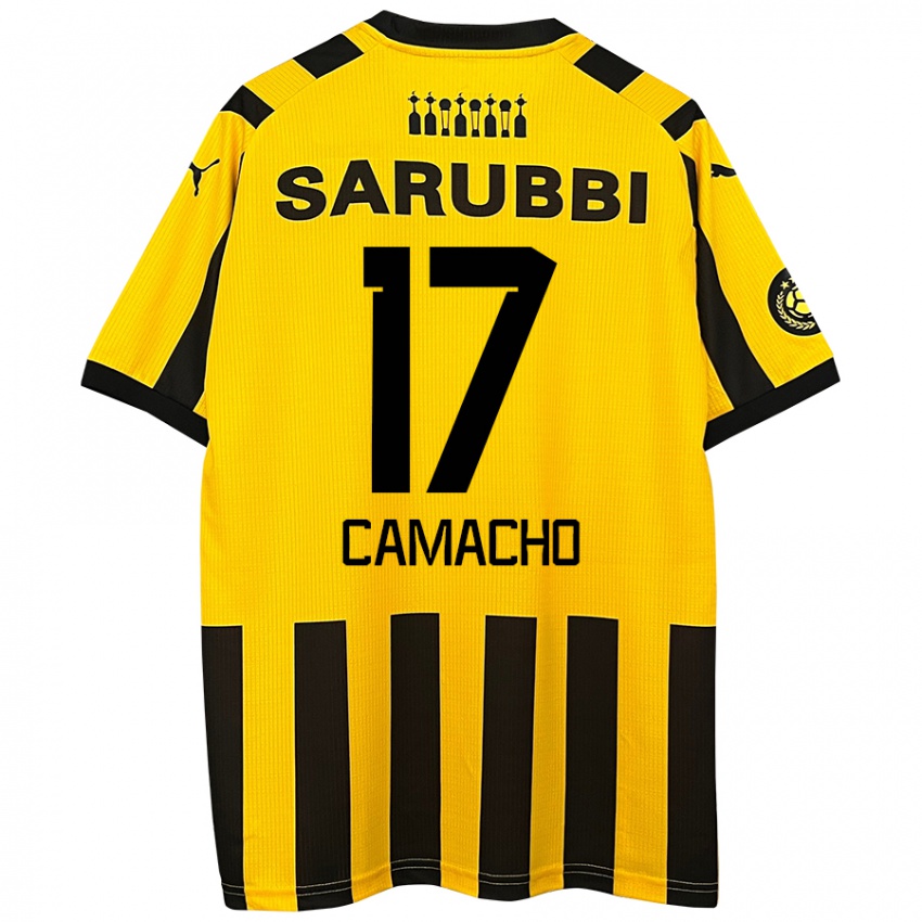 Niño Camiseta Sebastián Camacho #17 Amarillo Negro 1ª Equipación 2024/25 La Camisa Perú