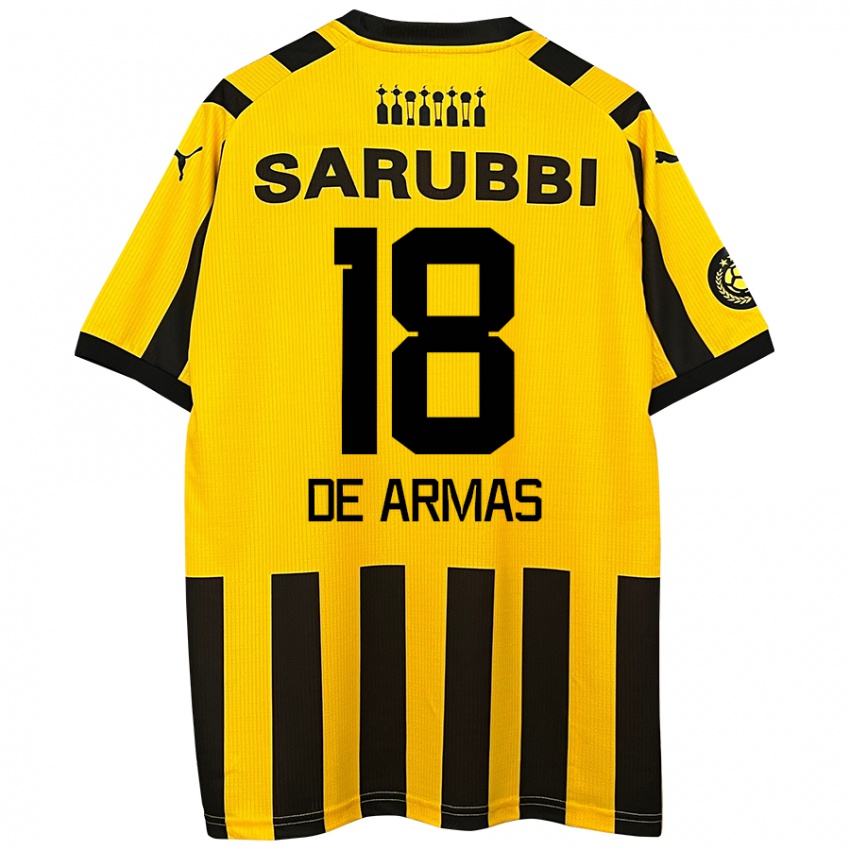 Niño Camiseta Nahuel De Armas #18 Amarillo Negro 1ª Equipación 2024/25 La Camisa Perú