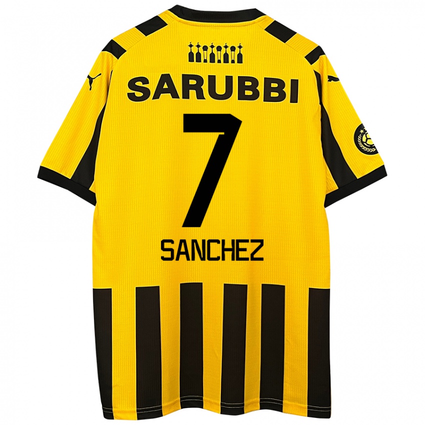 Niño Camiseta Carlos Sánchez #7 Amarillo Negro 1ª Equipación 2024/25 La Camisa Perú