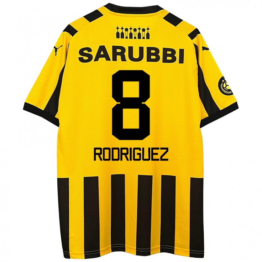 Niño Camiseta Sebastián Rodríguez #8 Amarillo Negro 1ª Equipación 2024/25 La Camisa Perú